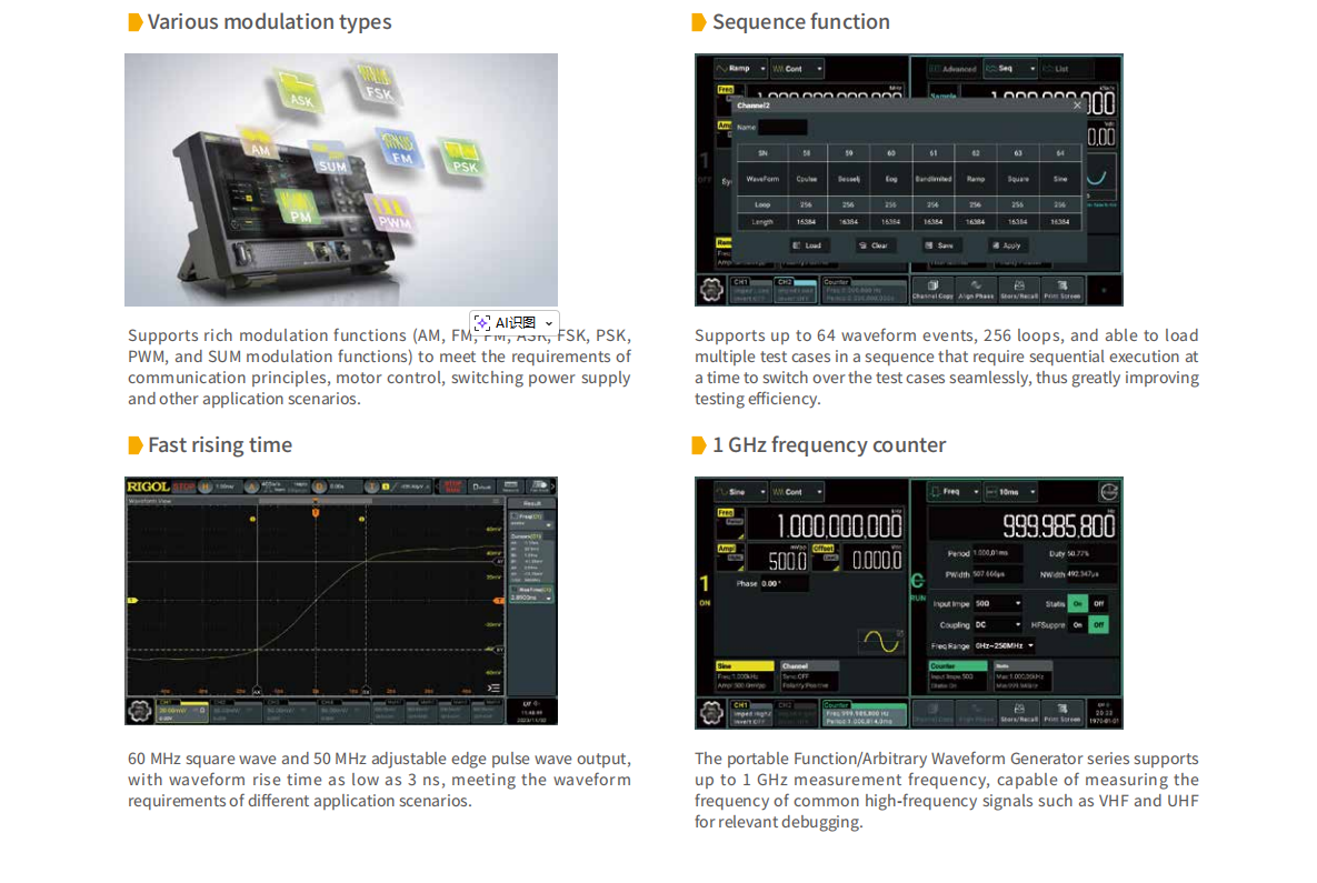 Function Arbitrary Waveform Generator - DG902 Pro 70MHz 1.25GSa/s 16-Bit Portable