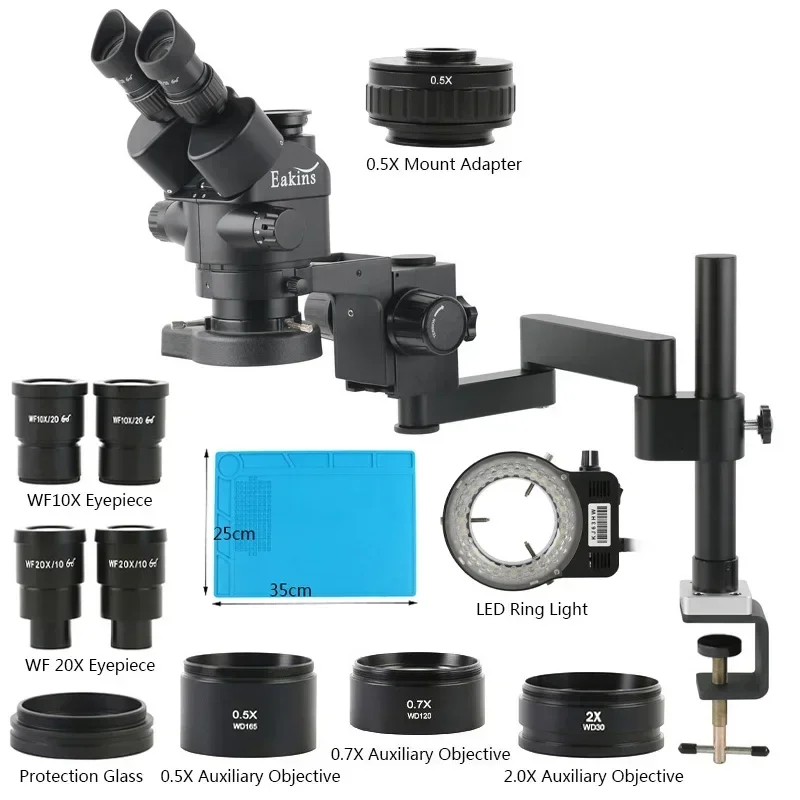 Eakins 3.5X-180X Simul-focal T - đánh giá và giá Stereo Trinocular Microscope Pcb